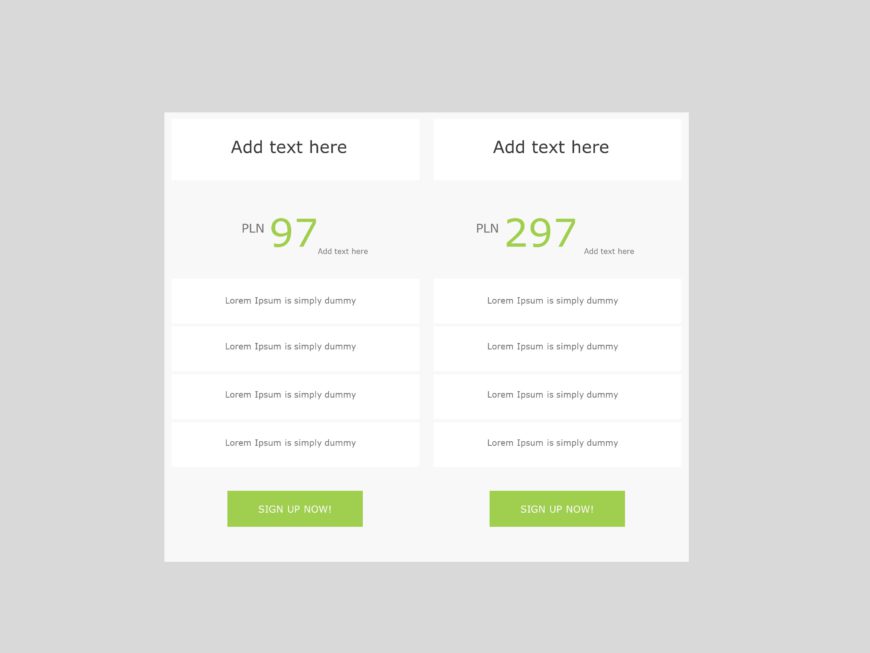 Gray and Green Dual Pricing Plan Layout Powerpoint Template