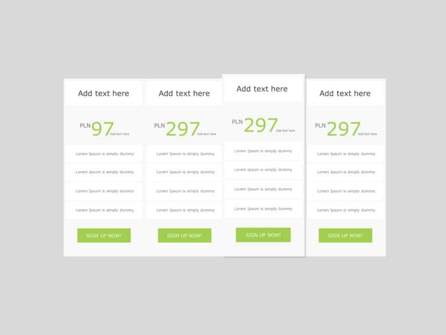 Minimalist Gray and Green Pricing Table Layout Presentation Template