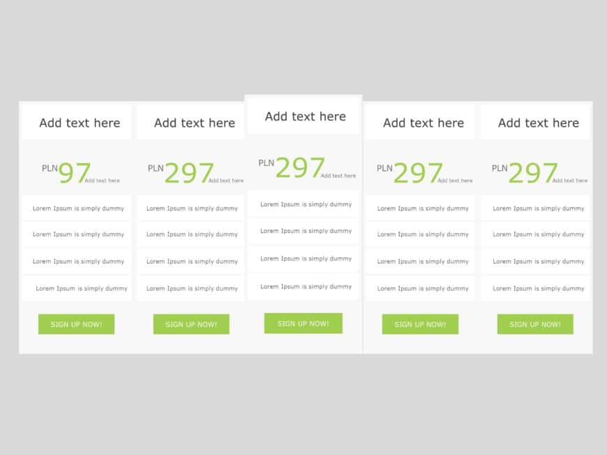 Minimalist Pricing Plan Layout in Gray and Green Slide Template