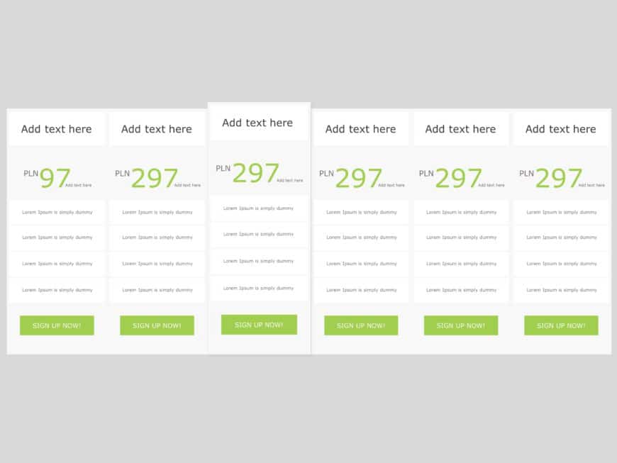 Green and Gray Pricing Table for Subscription Services Powerpoint Template