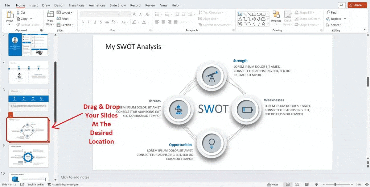 how to move slides in powerpoint