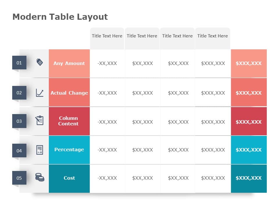 Graphical Table Layout Animated Modern Table Layout PowerPoint Template