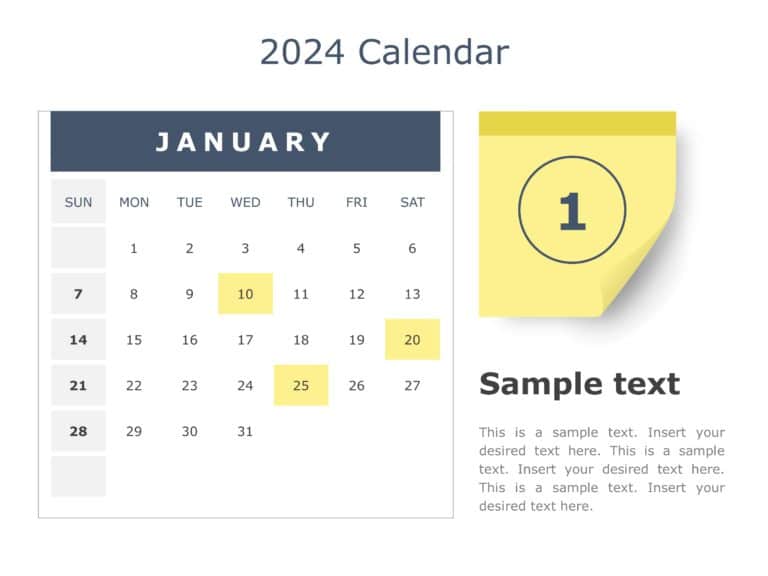 2024 Detailed Calendar PowerPoint Template & Google Slides Theme