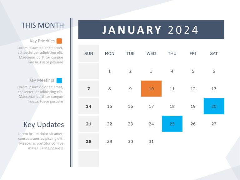 Modèle d'infographie PowerPoint du calendrier 2024