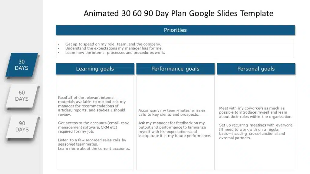 Animated 30 60 90 Day Plan Google Slides Template