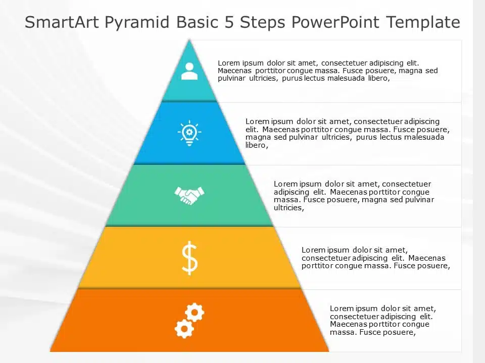 Free SmartArt Pyramid Basic 5 Steps PowerPoint Template