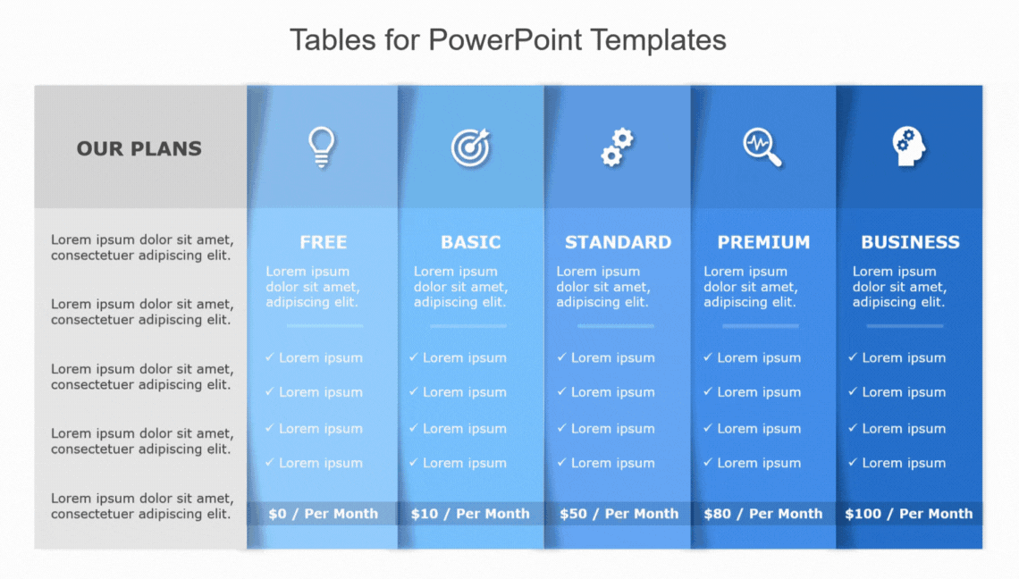 Tables Template Collection