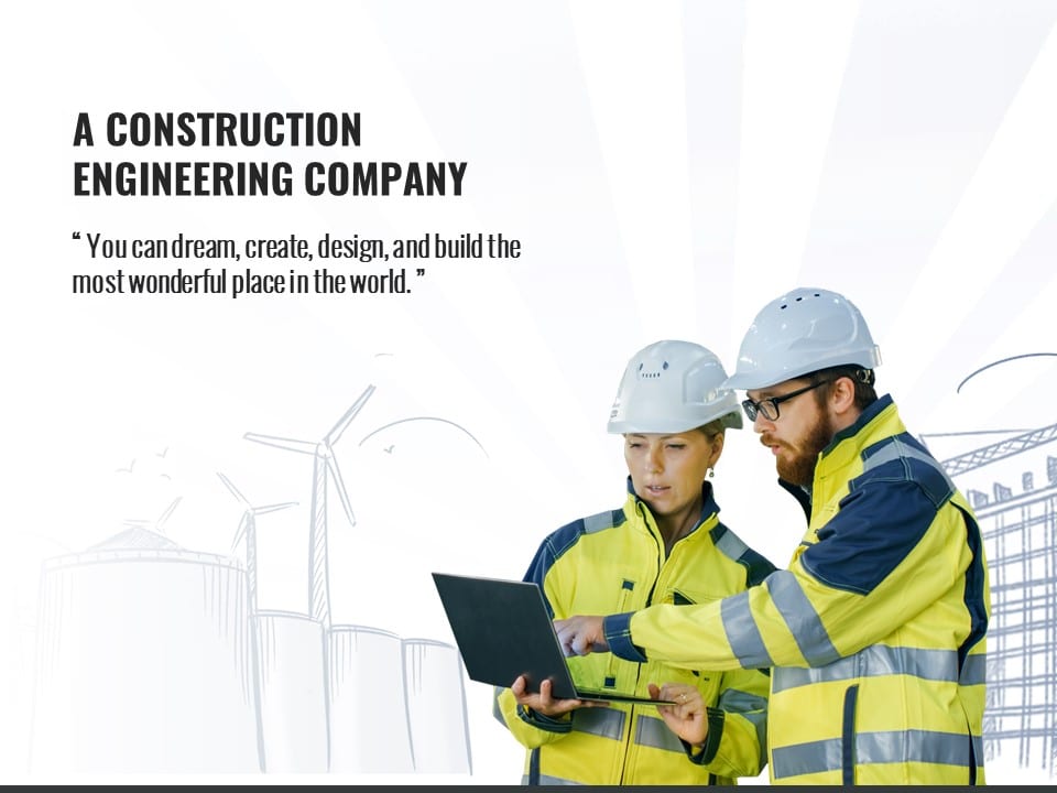 Animated Construction Themed PowerPoint Template & Google Slides Theme