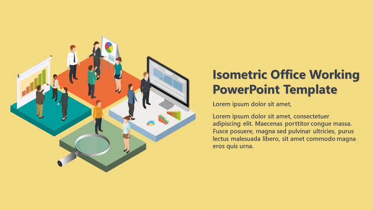 Isometric Office Working PowerPoint Template