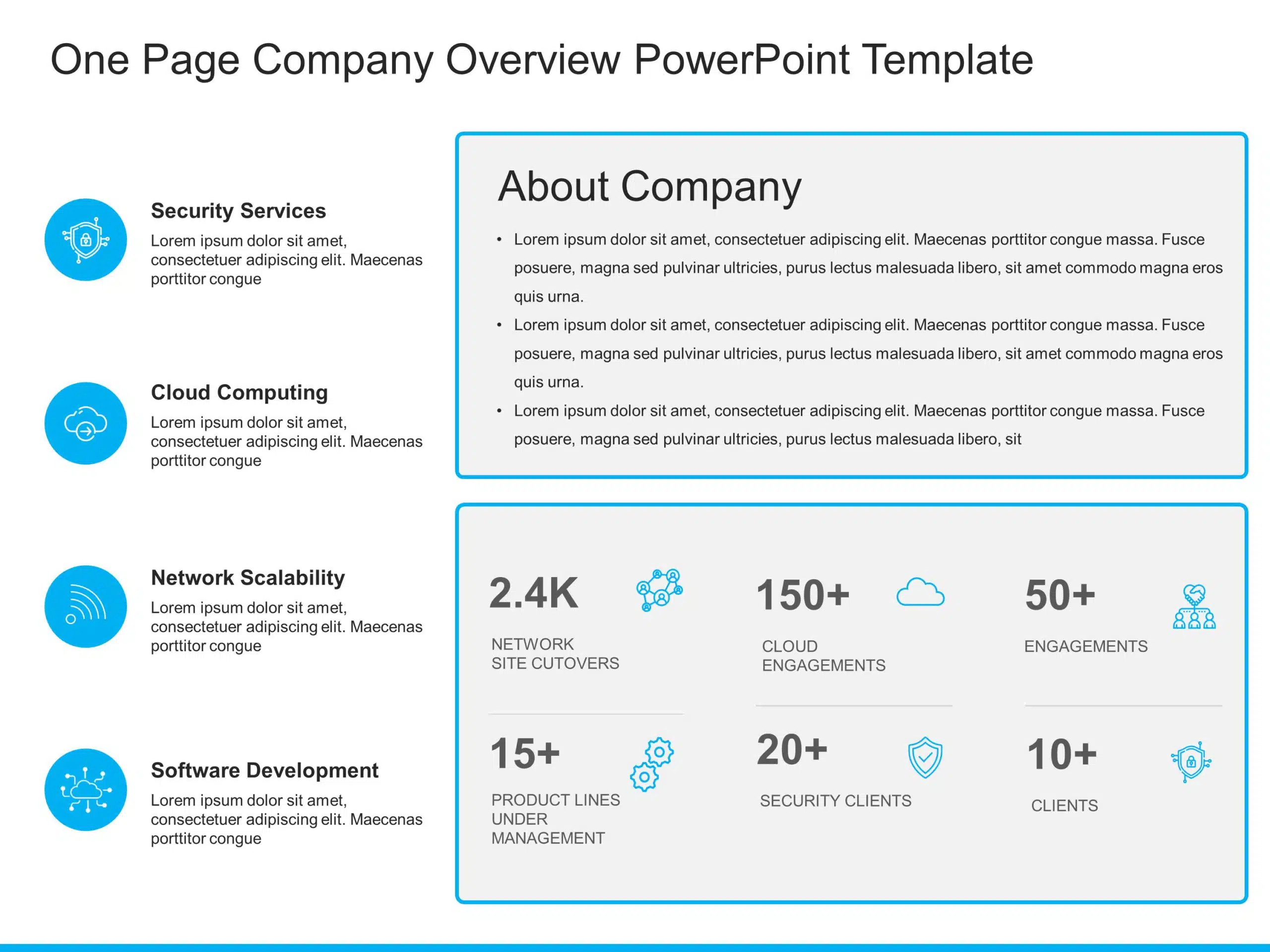 One Page Company Overview PowerPoint Template & Google Slides Theme