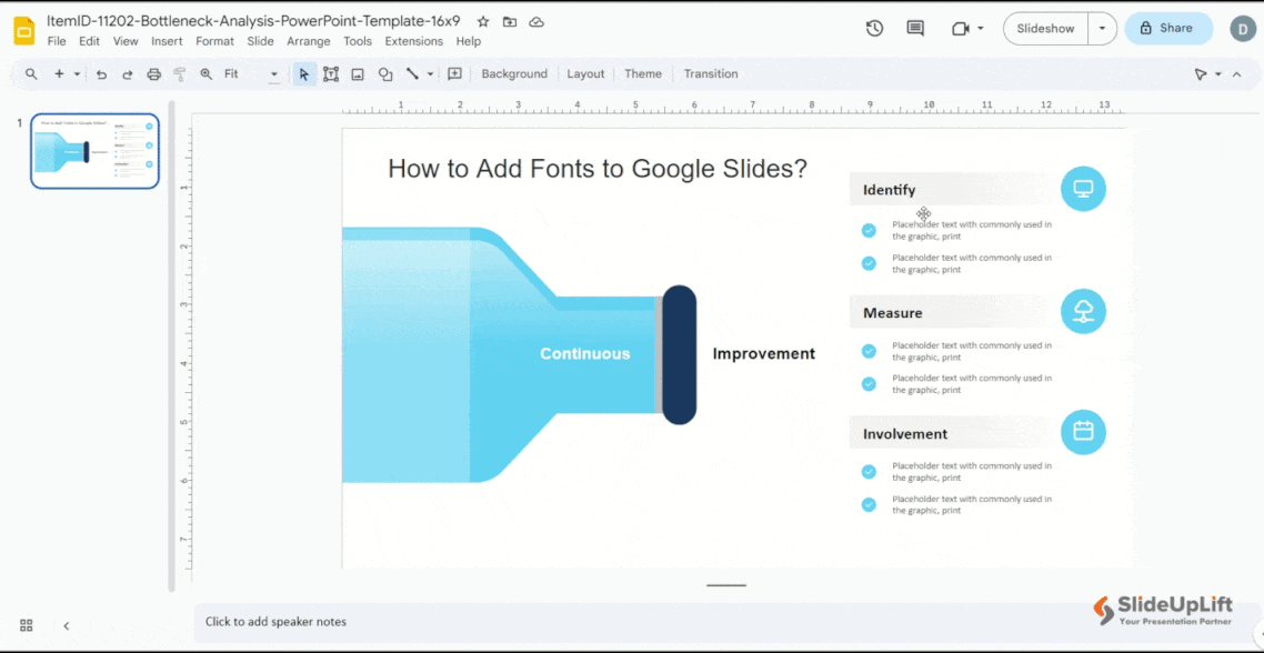 How to Add a Font to Google Slides Using Scripts, Show, Search, and Sort buttons