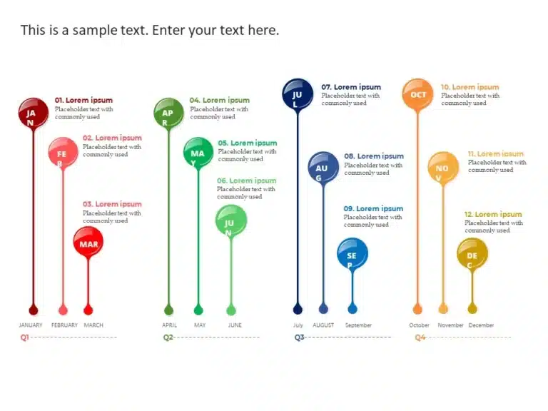 Modèle d'infographie PowerPoint du calendrier 2024