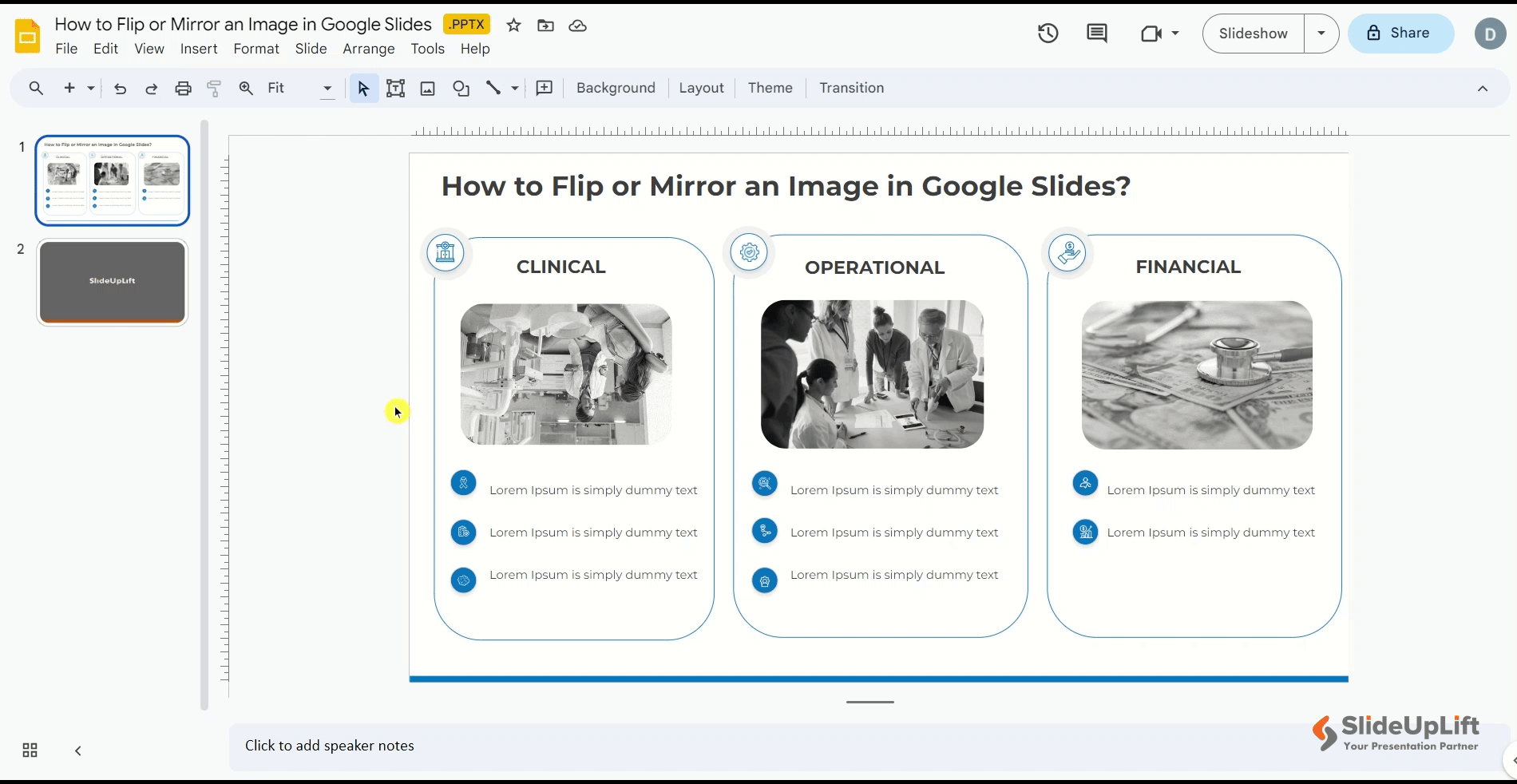 How to Flip an Image in Google Slides Vertically