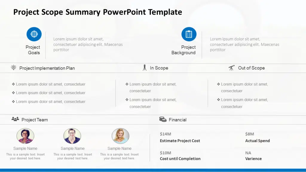 Project Scope Summary PowerPoint Template
