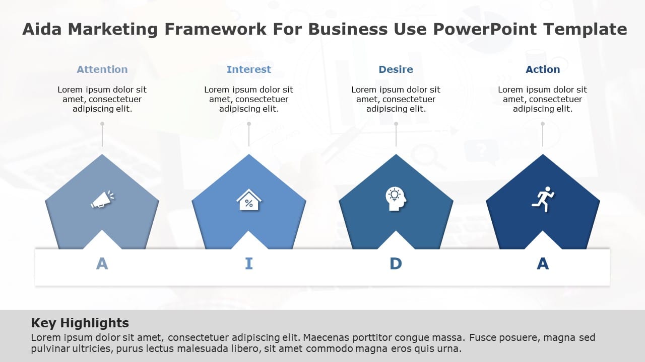 AIDA Marketing Framework for business use ,23k PowerPoint Template & Google Slides Theme