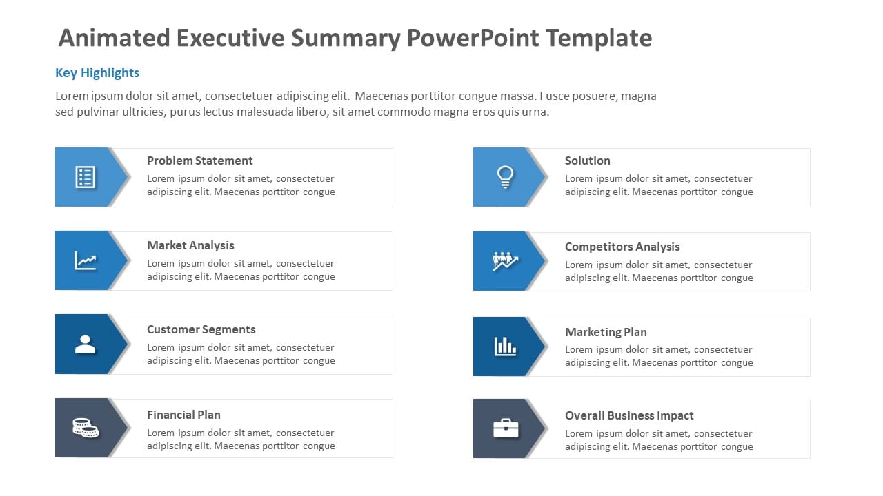 Animated Executive Summary PowerPoint Template 36 & Google Slides Theme