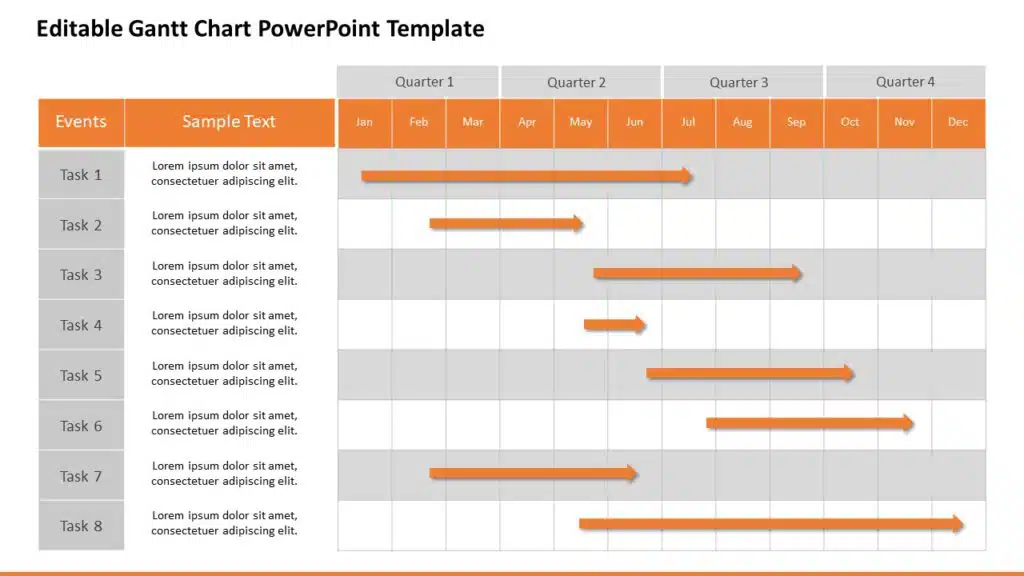 Gantt Chart PowerPoint Template for Project Roadmap