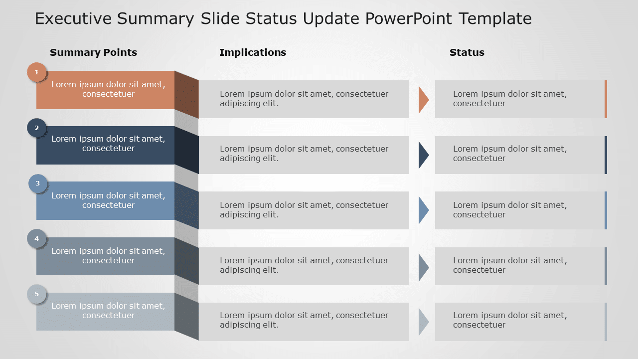 Executive Summary Slide Status Update PowerPoint Template & Google Slides Theme