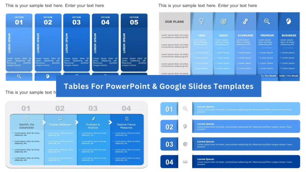 Tabels Google Slides Template Collection