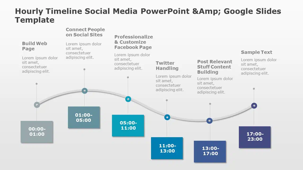 Hourly Timeline Social Media PowerPoint & Google Slides Template Theme