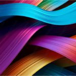 Blue Pink Orange Ribbons background image & Google Slides Theme