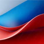 Blue Red Wavy Layers background image & Google Slides Theme