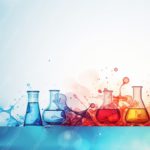 Blue Red Laboratory Glassware background image & Google Slides Theme