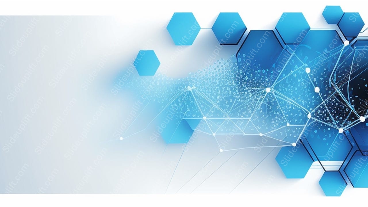 Blue White Hexagons Network background image & Google Slides Theme