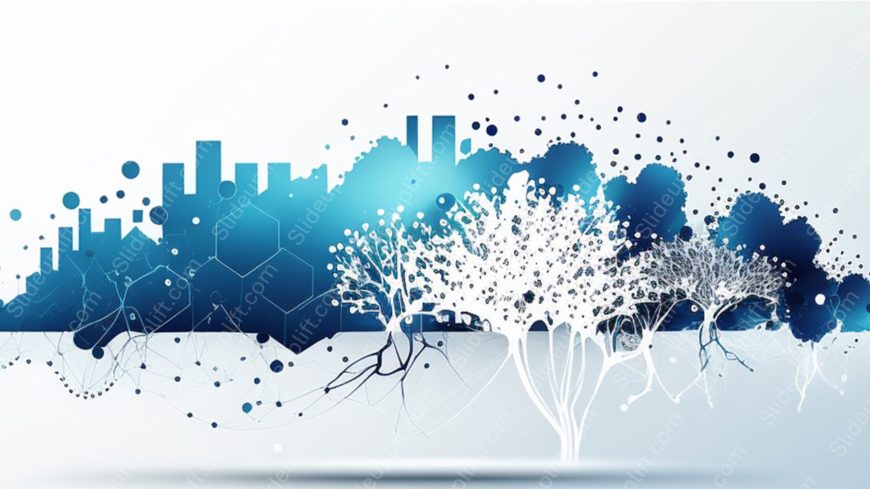 Blue White Skyline Trees background image