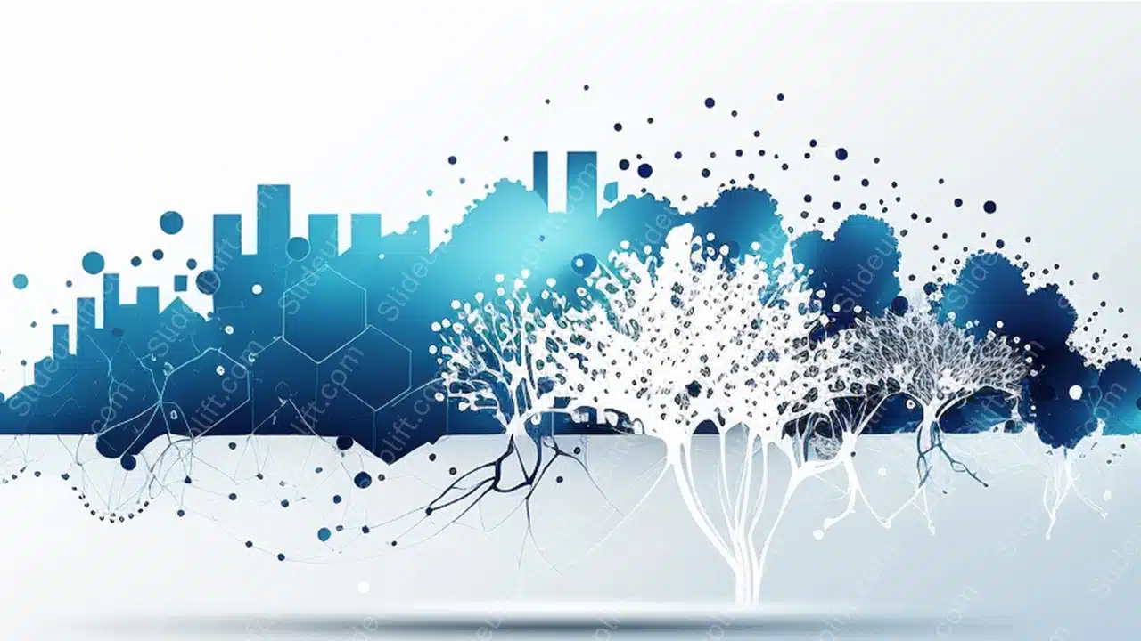 Blue White Skyline Trees background image & Google Slides Theme