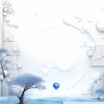 Blue White Trees Balloons Geometric Shapes background image & Google Slides Theme