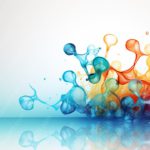 Blue Yellow Red Ink Splash background image & Google Slides Theme