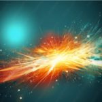 Cyan and Orange Explosion Light Particles background image & Google Slides Theme