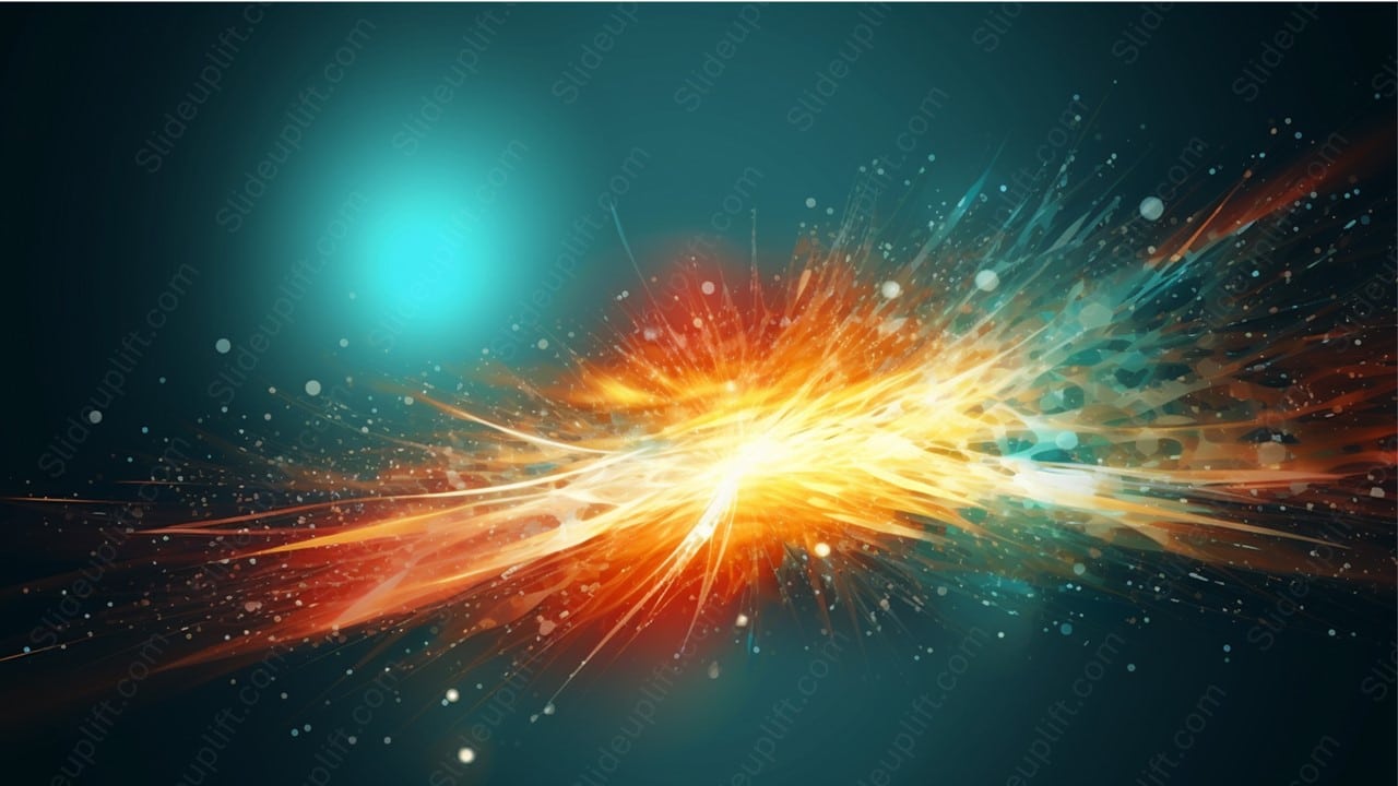 Cyan and Orange Explosion Light Particles background image & Google Slides Theme