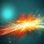 Cyan and Orange Explosion Rays background image & Google Slides Theme