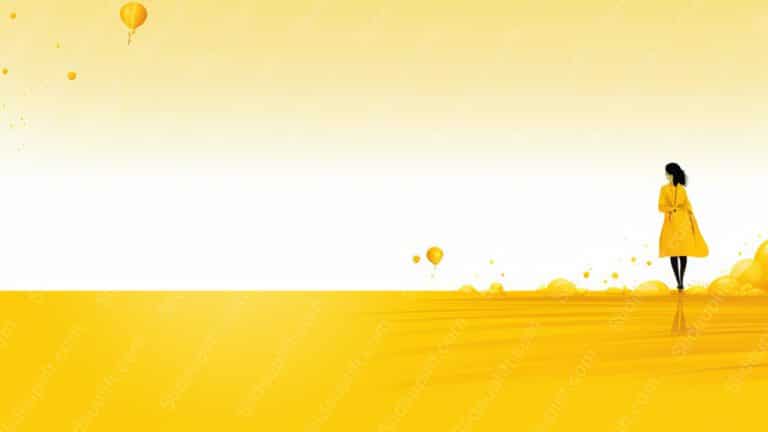 Golden yellow woman and balloons background image & Google Slides Theme