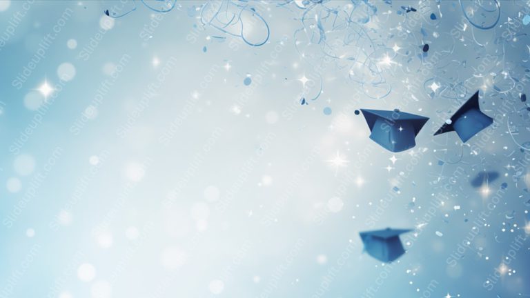 Light blue graduation caps and twinkles background image & Google Slides Theme