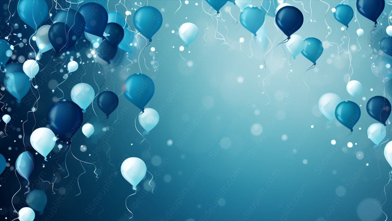 Navy Teal Balloons Bokeh background image & Google Slides Theme
