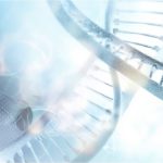 Pale Blue DNA Strands Science background image & Google Slides Theme