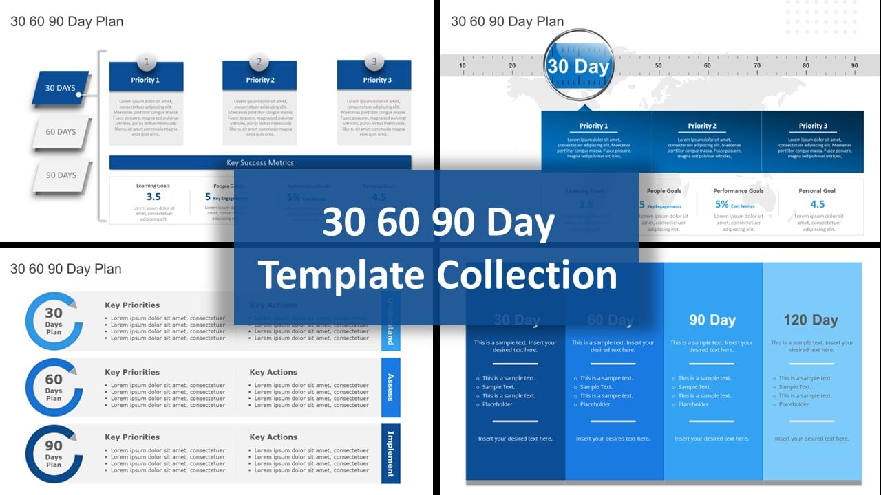 30 60 90 Day Plan Collection for PowerPoint & Google Slides Templates Theme