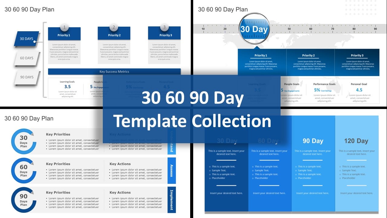 Powerpoint Examples Slides 90 Project Plan 30 60 90 Day Plan Collection for PowerPoint & Google Slides Templates