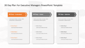30 60 90 Day Plan for Executive Managers PowerPoint Template 