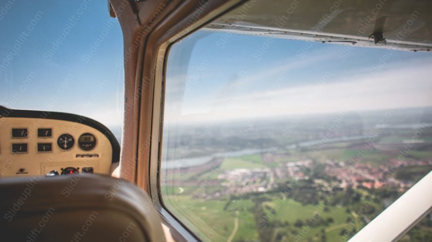 Beige Aircraft Cockpit Green Fields background image