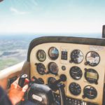 Beige Black Aviation Instruments Cockpit background image & Google Slides Theme