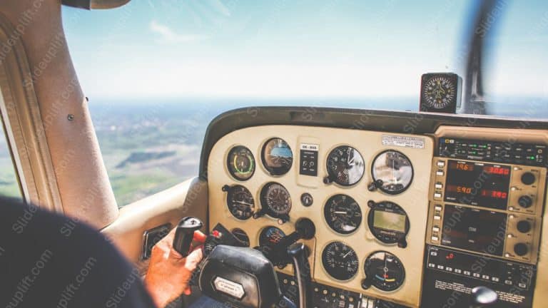 Beige Black Aviation Instruments Cockpit background image & Google Slides Theme