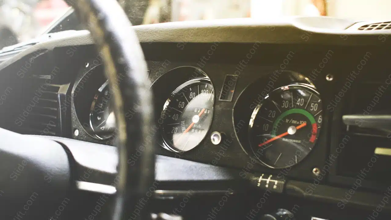 Black Beige Dashboard Gauges background image & Google Slides Theme