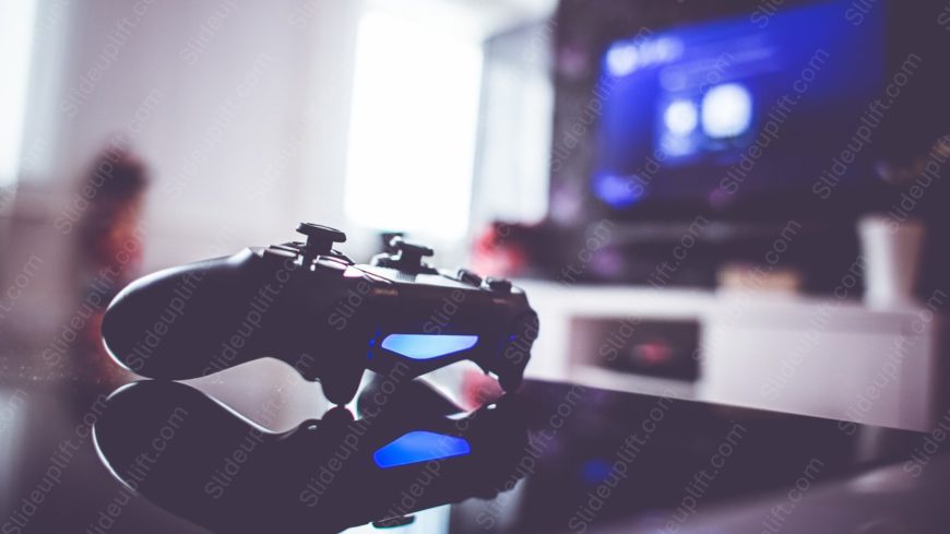 Black Blue Game Controller Blurry Living Room background image