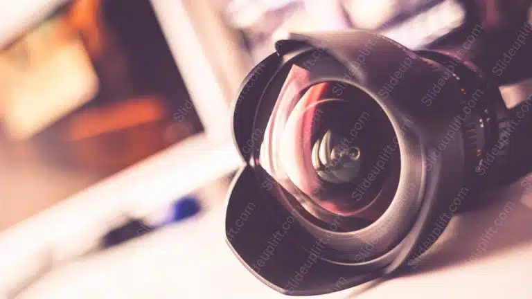 Black Camera Lens Blurry Multicolor background image & Google Slides Theme