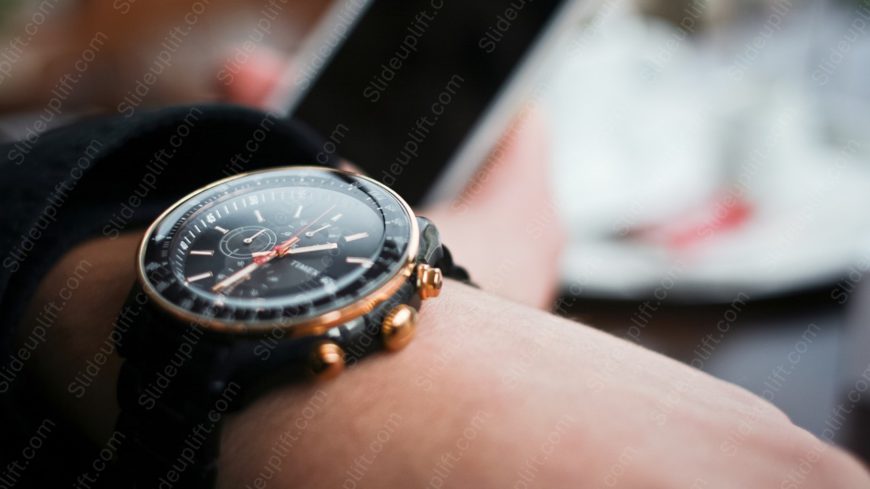 Black Golden Wristwatch Blurred background image