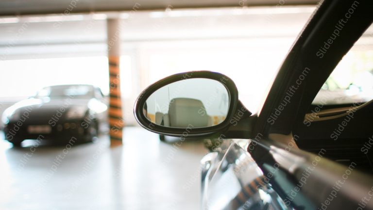 Black Side Mirror Parked Car background image & Google Slides Theme